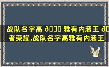 战队名字高 🐕 雅有内涵王 🐵 者荣耀,战队名字高雅有内涵王者荣耀怎么取